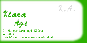 klara agi business card